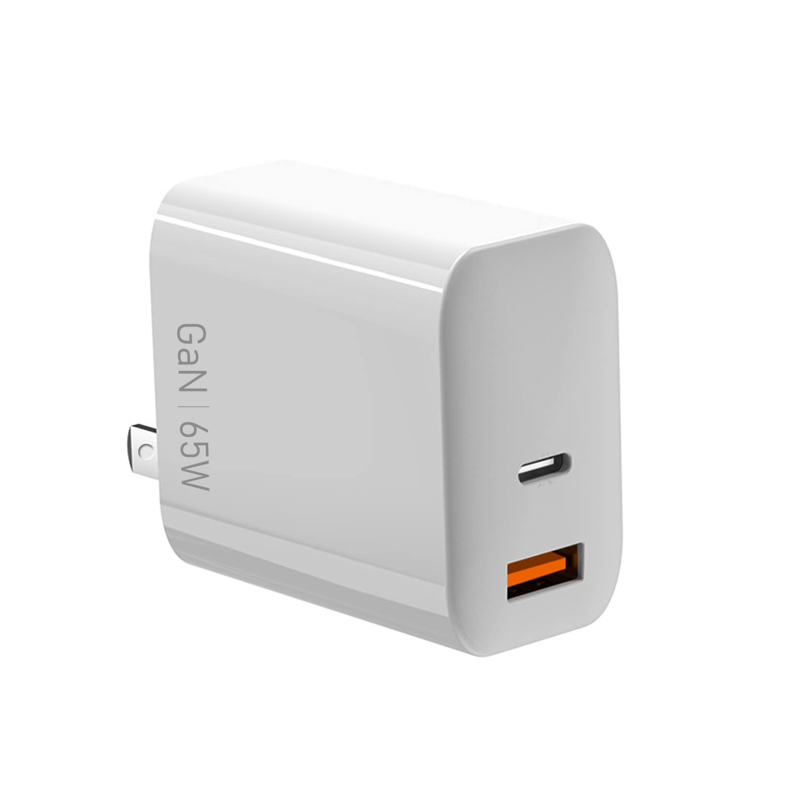 65W GaN Fast Charger with USB A & USB C Ports - PD 3.0 Wall Charger for iPhone 15/14/13, Samsung Galaxy, iPad, MacBook - Perfect for Travel, Home & Office Use