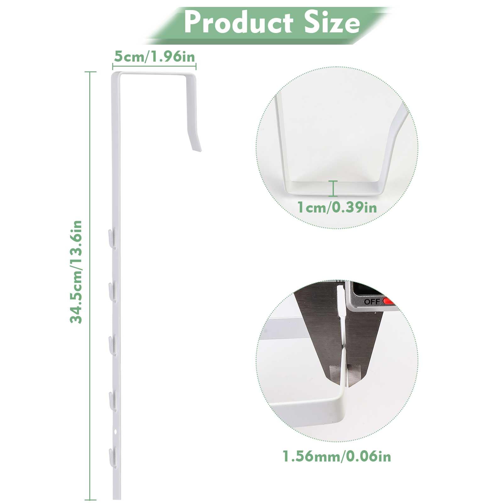 Adjustable Over-The-Door Mirror Hanger Set with Protective Lining - 2 White Door Mirror Hooks for Perfect Height & Fit (Mirror Not Included) - Ideal for Bedroom, Bathroom & Closet Organization
