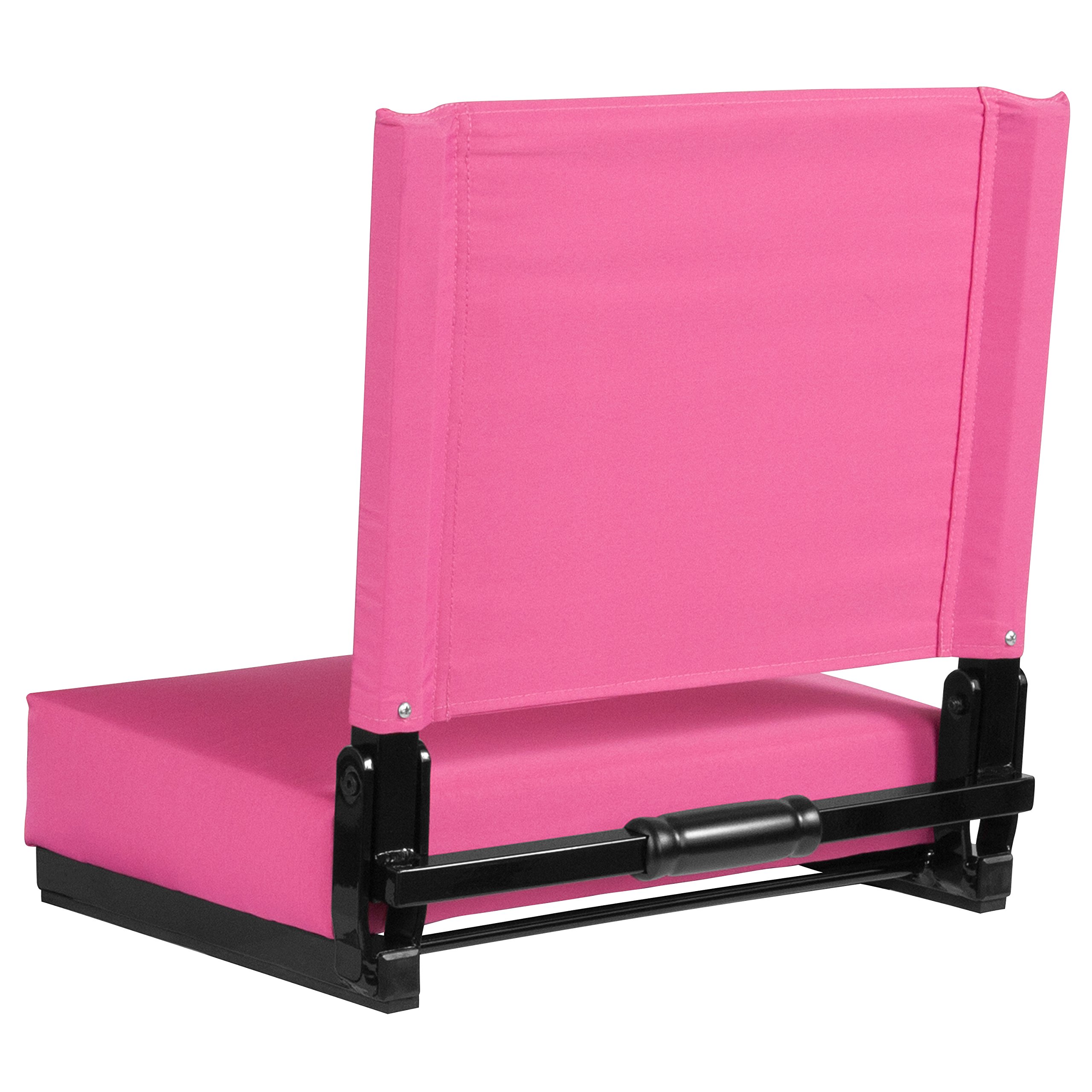 Flash Furniture Grandstand Portable Stadium Seats - 2 Pack Folding Padded Bleacher Chairs with Handle, 500 lb Weight Capacity, Pink | Perfect for Outdoor Sports Games, Concerts, Picnics & Backyard Events