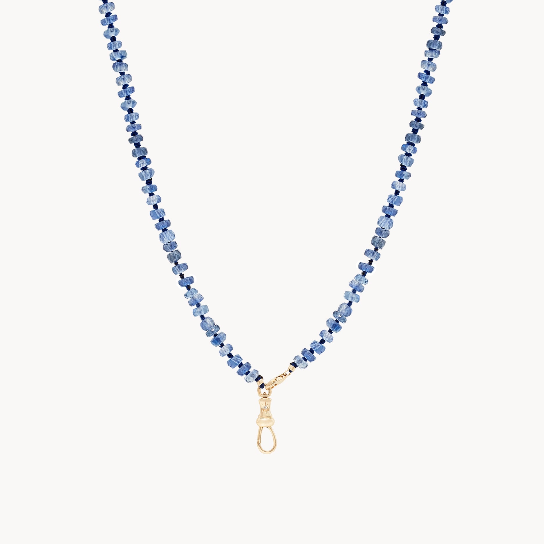 10K Yellow Gold Kyanite Beaded Mood Necklace - Elegant Healing Crystal Jewelry for Stress Relief & Positive Energy