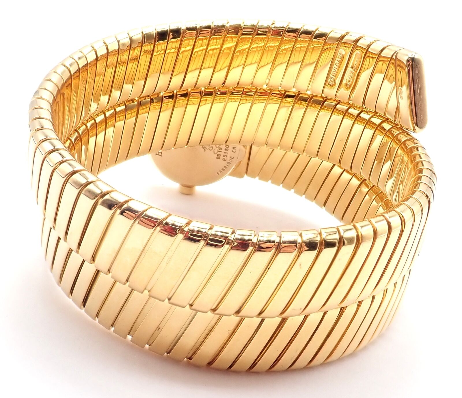 Authentic Bulgari 18k Yellow Gold Tubogas Serpent Bracelet Watch - Luxury Italian Jewelry for Women, Perfect for Gifts & Special Occasions
