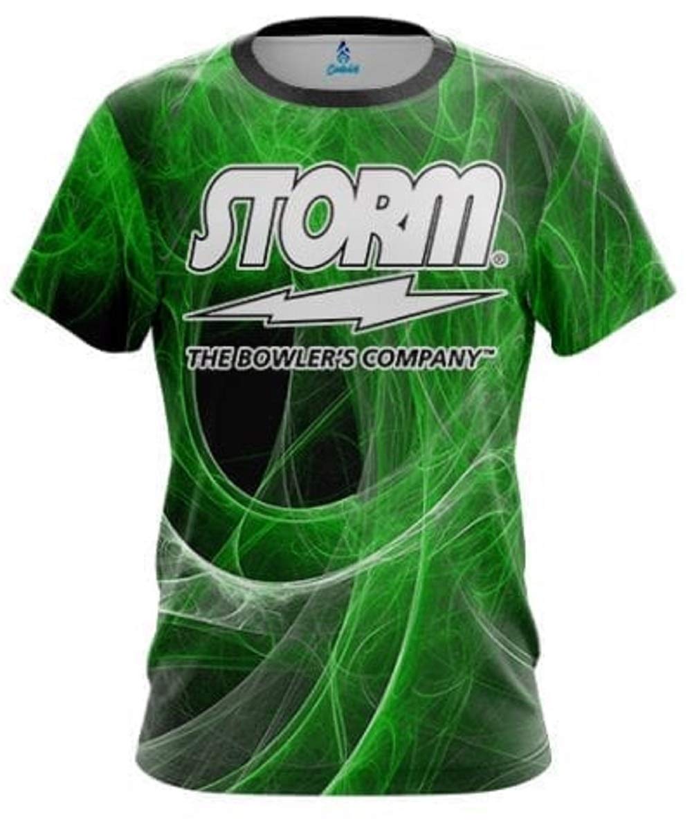 Storm Energy Swirls Green Bowling Jersey - Breathable Performance Shirt for Bowling Enthusiasts - Perfect for League Play & Casual Bowling Nights