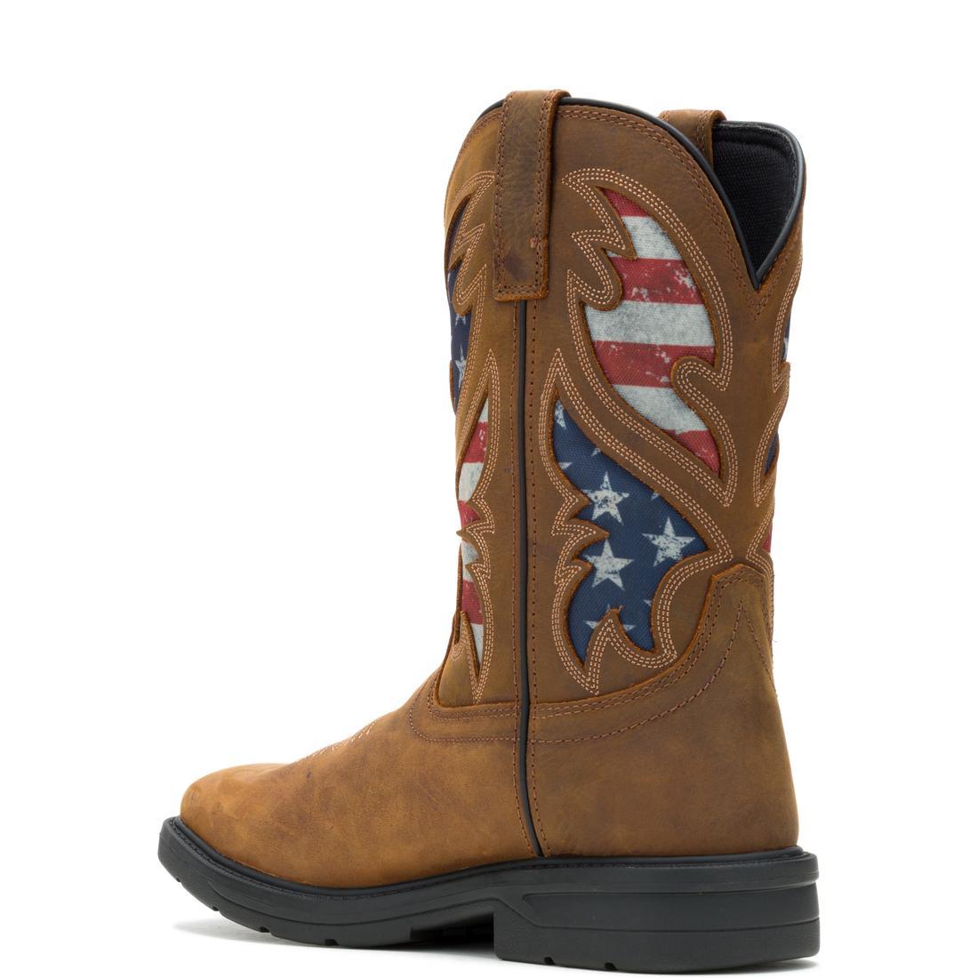 USA Flag Rancher Steel Toe Pull-On Wellington Work Boots - Durable & Comfortable for Farming, Construction & Outdoor Work