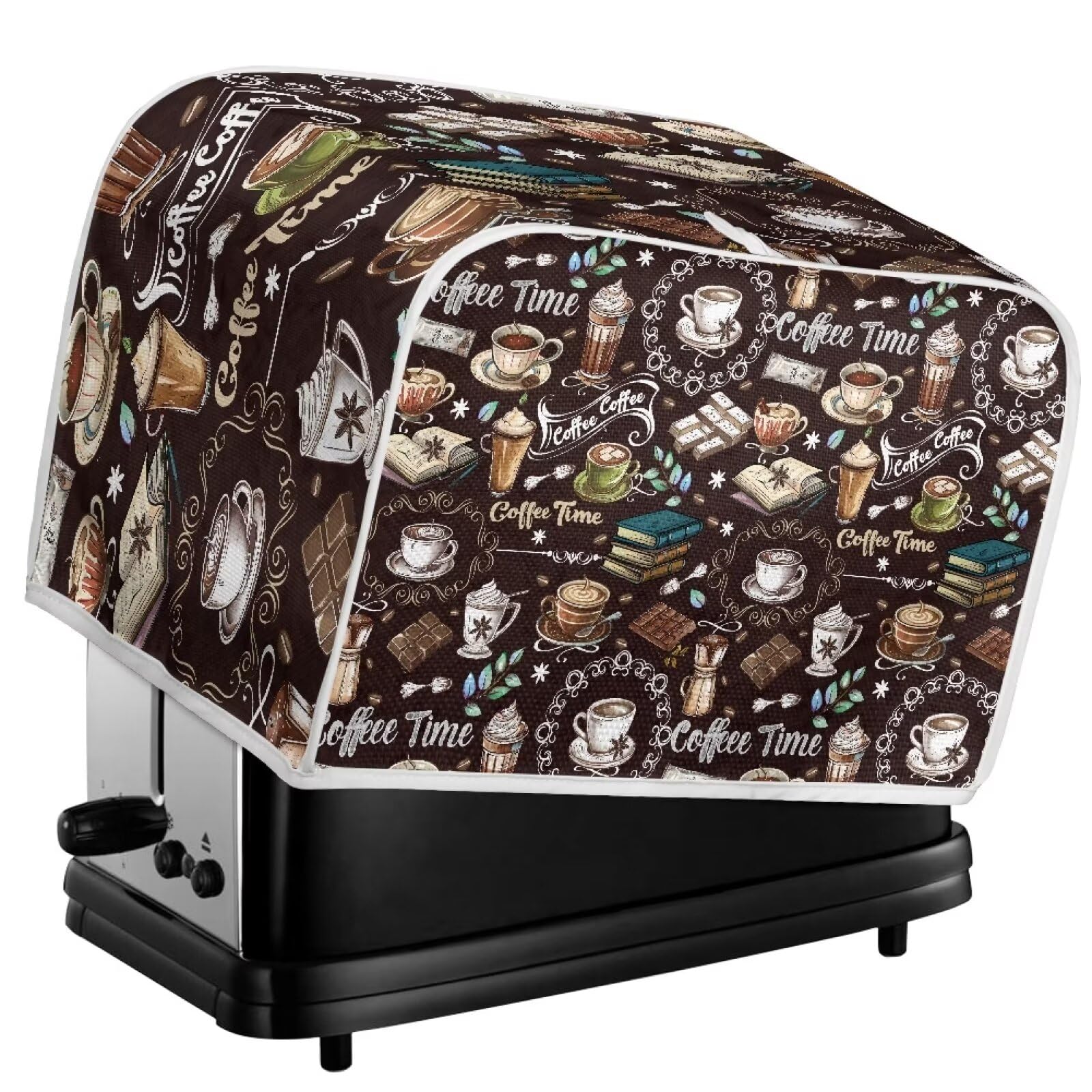 ZDCUSTOM Coffee Time Toaster & Microwave Oven Dust Cover - Machine Washable Dustproof Protector for Kitchen Appliances | Keep Toasters Clean from Dust & Fingerprints | Perfect for Home, Office & Cafe Use