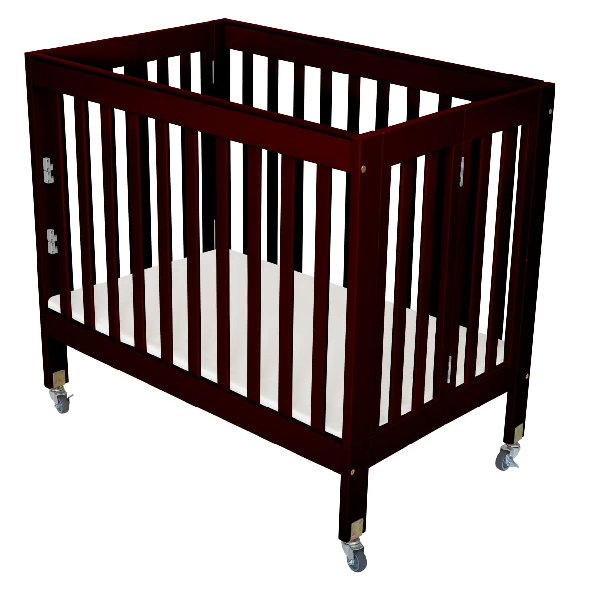 901-22-E Portable Crib for Baby - Lightweight Travel Crib with Wheels, Espresso Finish - Perfect for Nursery, Travel & Grandparents' House