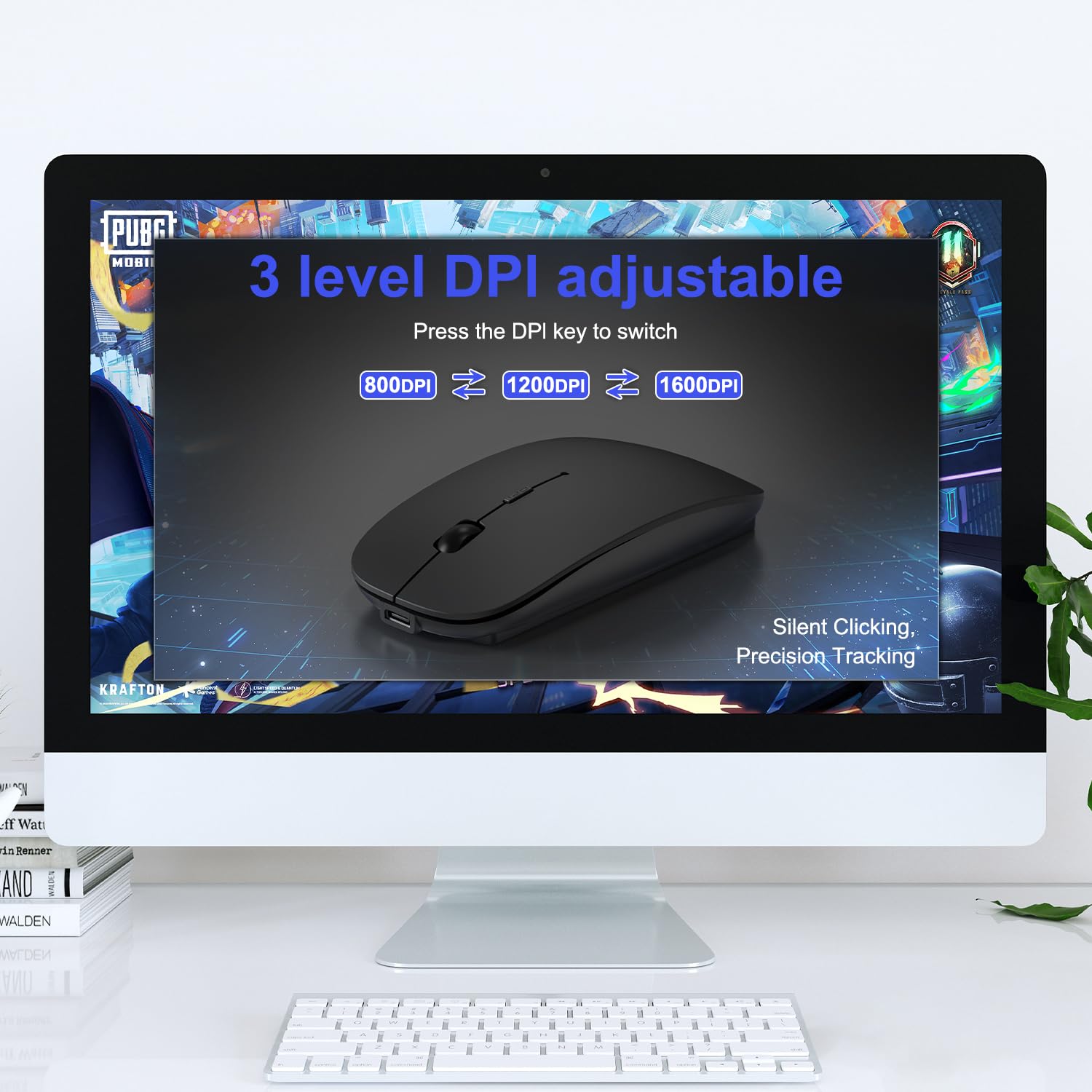 Undetectable Bluetooth Wireless Mouse Jiggler - Rechargeable Silent Mouse with Built-in Mover for MacBook, iPad, PC | Slim Design for Office, Remote Work & Online Meetings (Black)