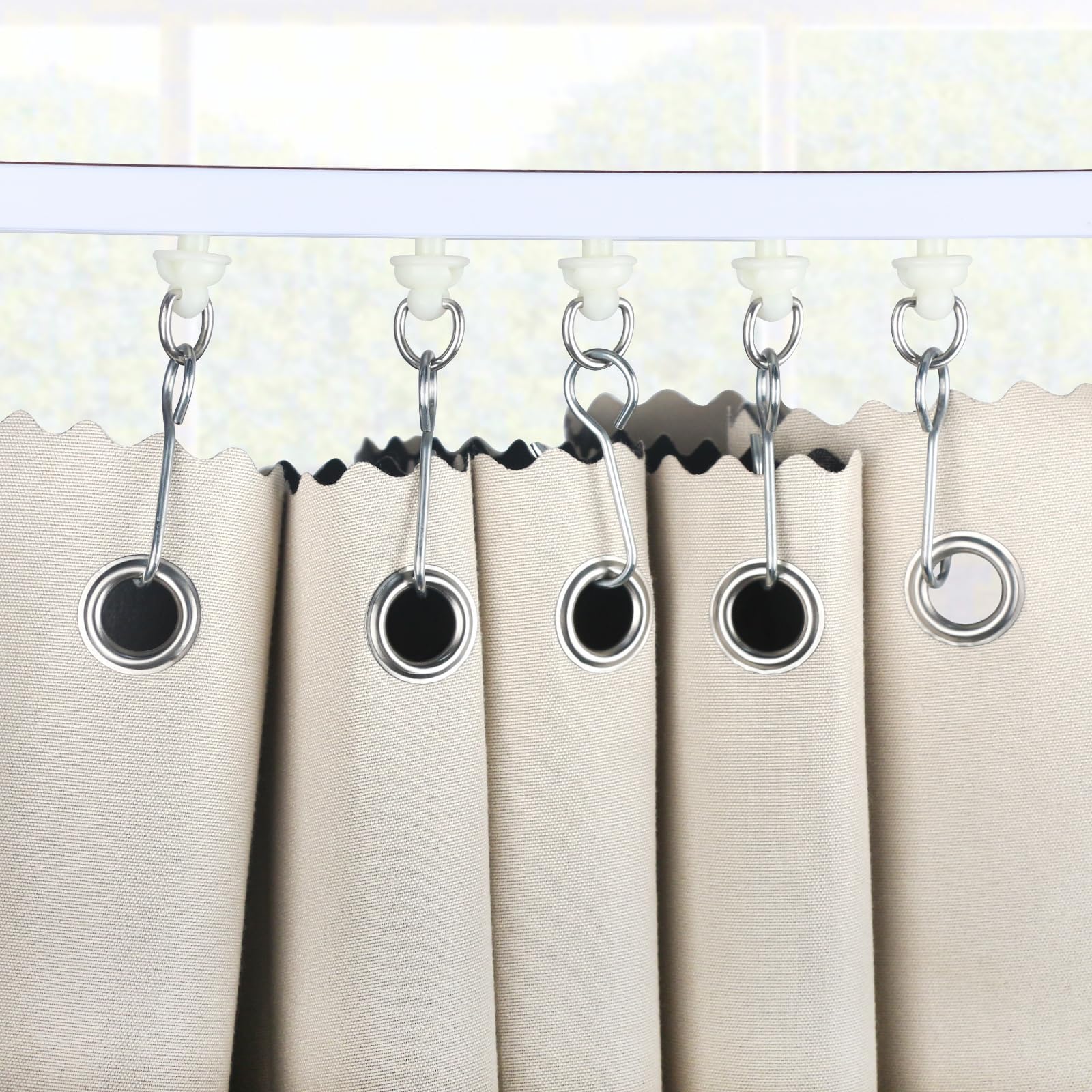 160 Pcs Shower Curtain Hooks & Gliders Set - 80 Pcs Hooks + 80 Pcs Gliders for Straight & Curved Shower Curtain Tracks - Bendable Track Rollers & Pulley System - Perfect for Bathroom, Shower, and Curtain Track Installation