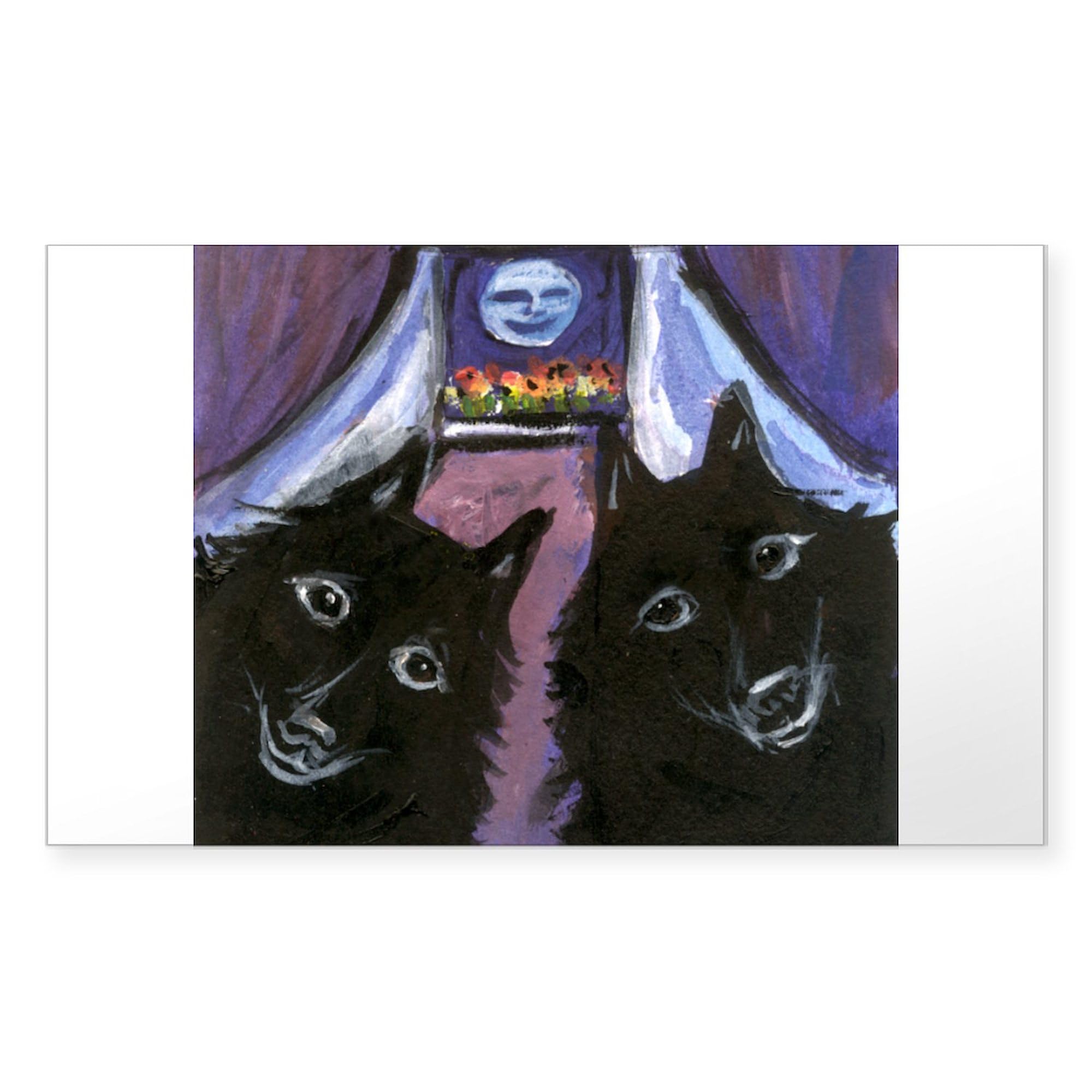 Schipperke Two Moon Rectangle Bumper Sticker - Durable Car Decal for Windows, Laptops & DIY Crafts - Perfect for Dog Lovers & Pet Owners