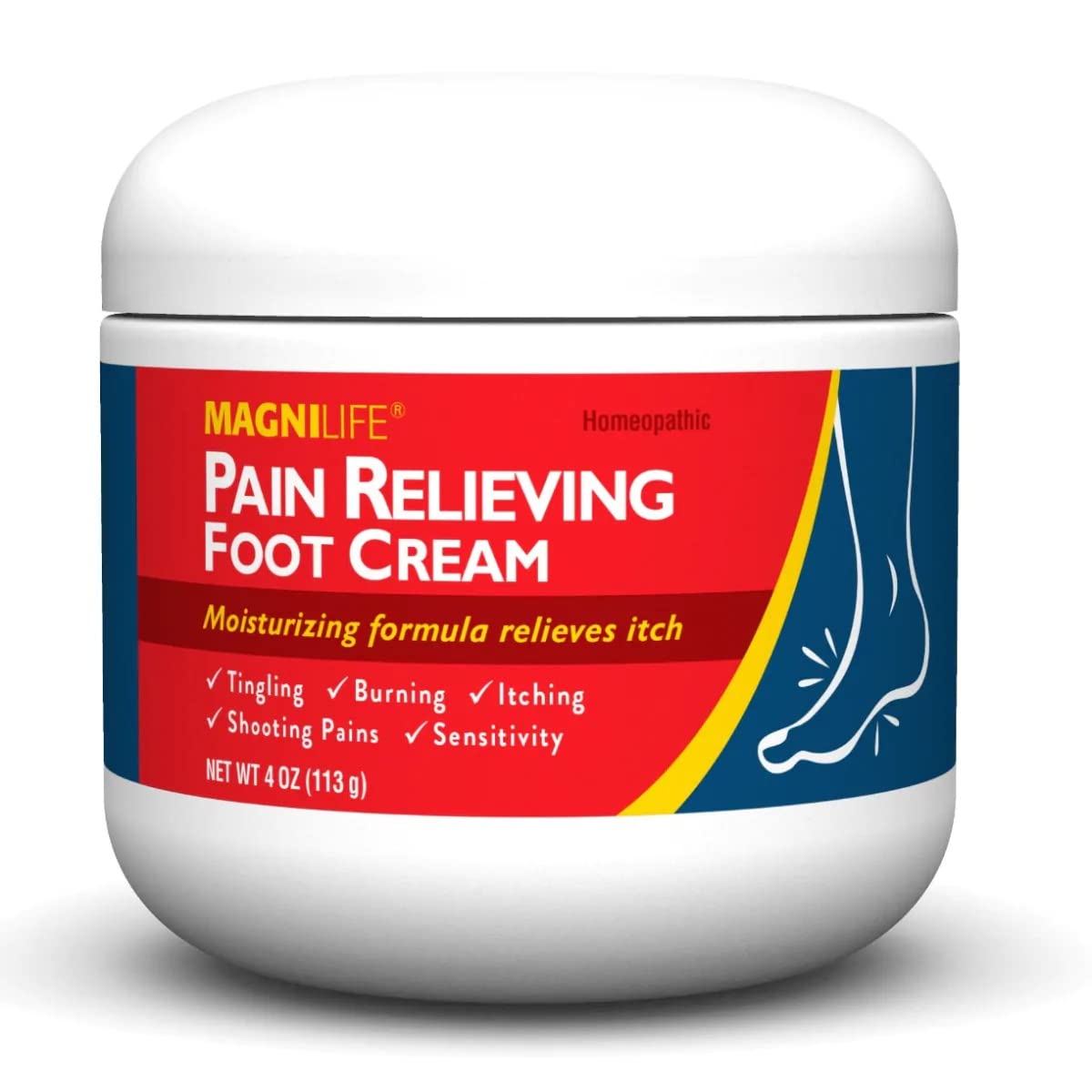 MagniLife Pain Relieving Foot Cream - All-Natural Moisturizer with Beeswax & Eucalyptus for Sore, Burning, Tingling Feet - 4oz Foot Care for Neuropathy, Plantar Fasciitis & Daily Comfort