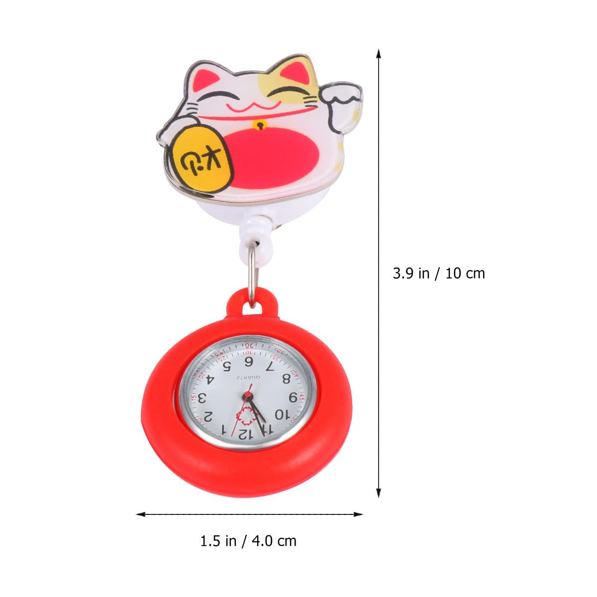 Retractable Clip-On Pocket Watch with Second Hand - Cute Cat Design for Doctors, Nurses & Medical Professionals | Perfect for Hospital Shifts, Clinical Use & Fashion Accessories