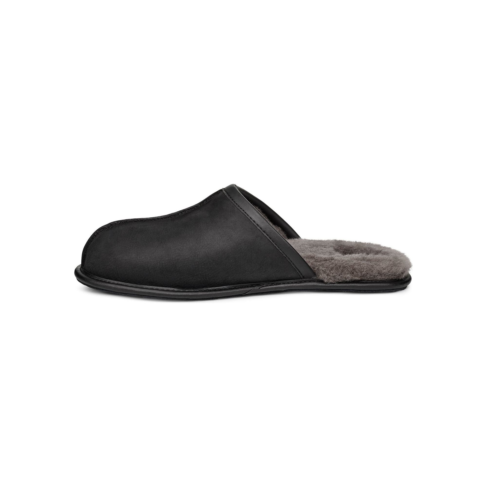 UGG Men's Scuff Leather Slipper - Black Comfortable House Shoes for Indoor & Outdoor Wear - Perfect for Home, Office & Relaxation