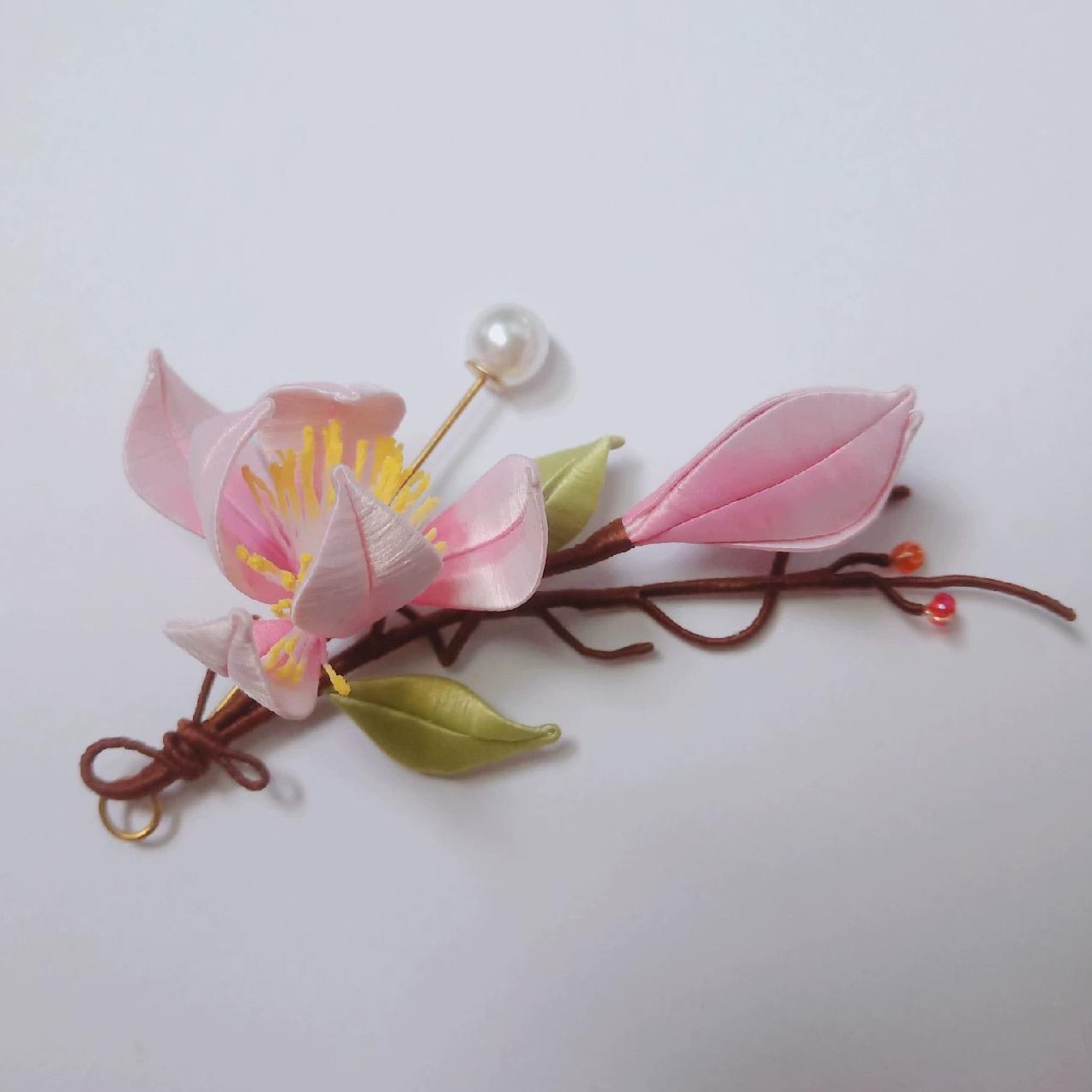 Magnolia Handmade Silk Brooch - Elegant Floral Pin for Women - Perfect for Weddings, Dresses, Jackets & Special Occasions