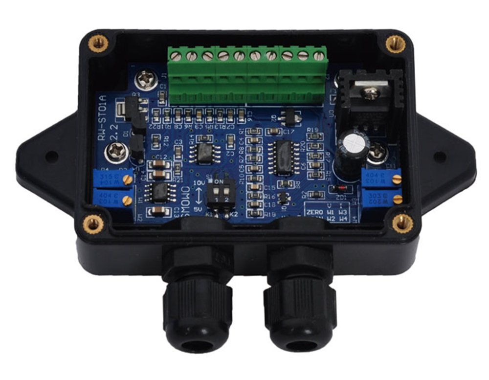 CGOLDENWALL RW-ST01A Load Cell Sensor Amplifier Transmitter with Dual Signal Output (0-10V & 4-20mA / 0-5V & 4-20mA) - Strain Gauge Amplifier for Industrial Weighing Systems, Process Control & Laboratory Equipment