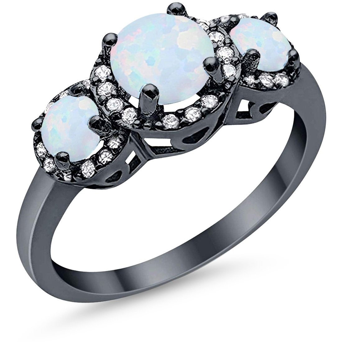 3 Stone Halo Wedding Ring - 925 Sterling Silver Cubic Zirconia Engagement Ring for Women - Perfect for Bridal, Anniversary & Valentine's Day Gifts