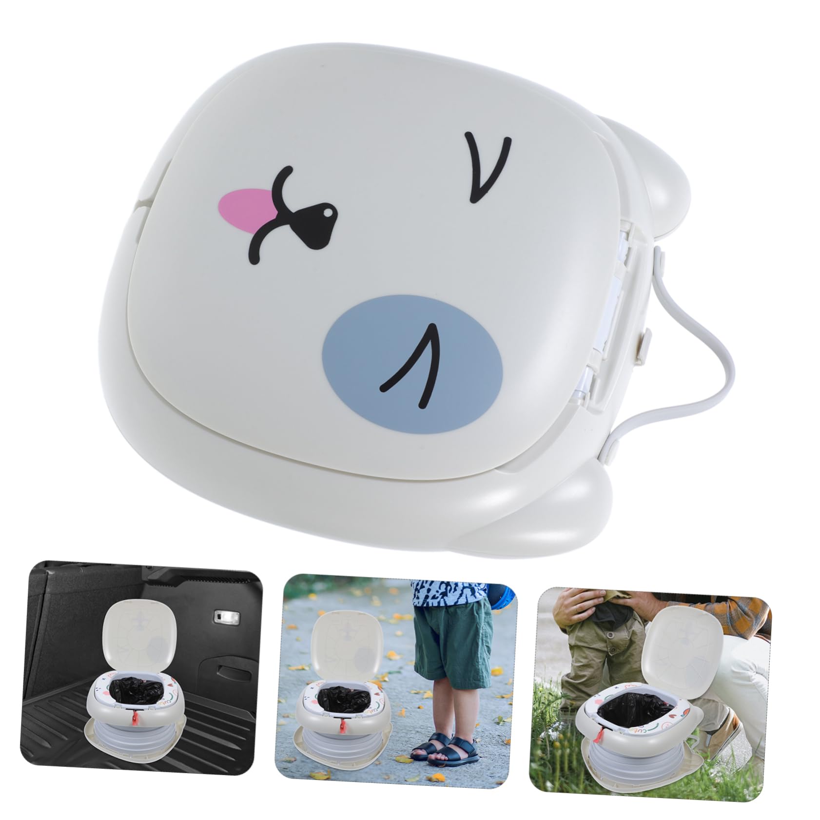 GREENADSCAPE Foldable Portable Potty for Kids - Light Grey Plastic Travel Toilet for Toddlers | Perfect for Camping, Road Trips & Outdoor Activities