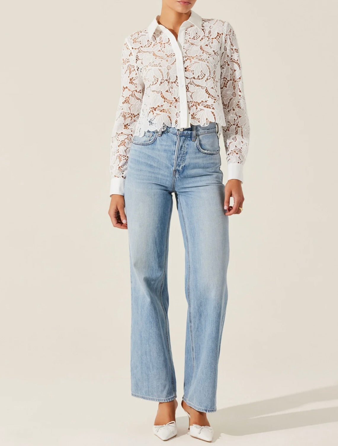 Isabis Floral Lace Top for Women - Elegant Floral Print Blouse with Delicate Lace Trim - Perfect for Spring, Summer, Date Night & Special Occasions