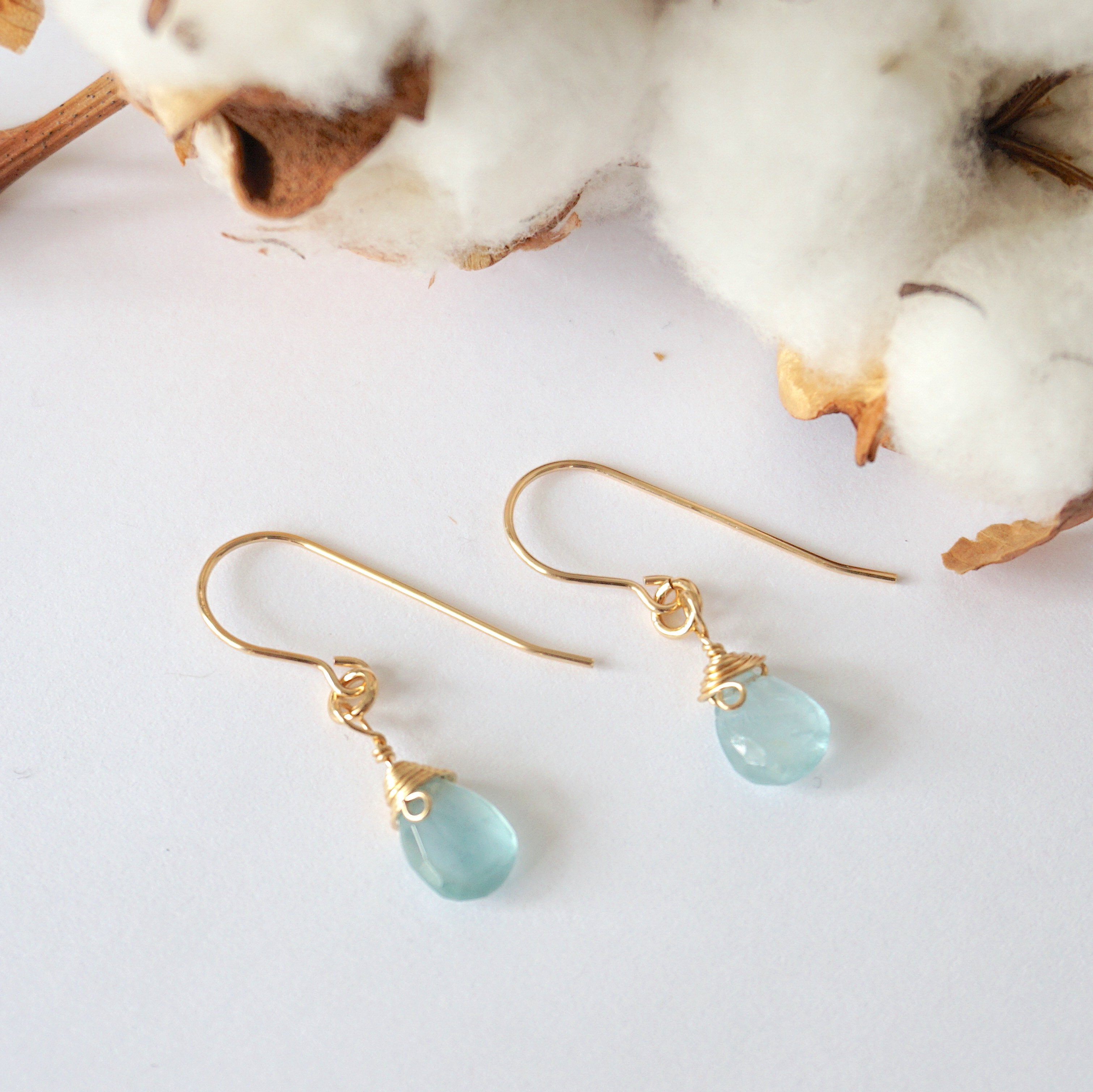 Aquamarine Teardrop Earrings - 14k Gold Filled Dangle Earrings for Women | Elegant Jewelry Gift for Birthday, Wedding & Special Occasions