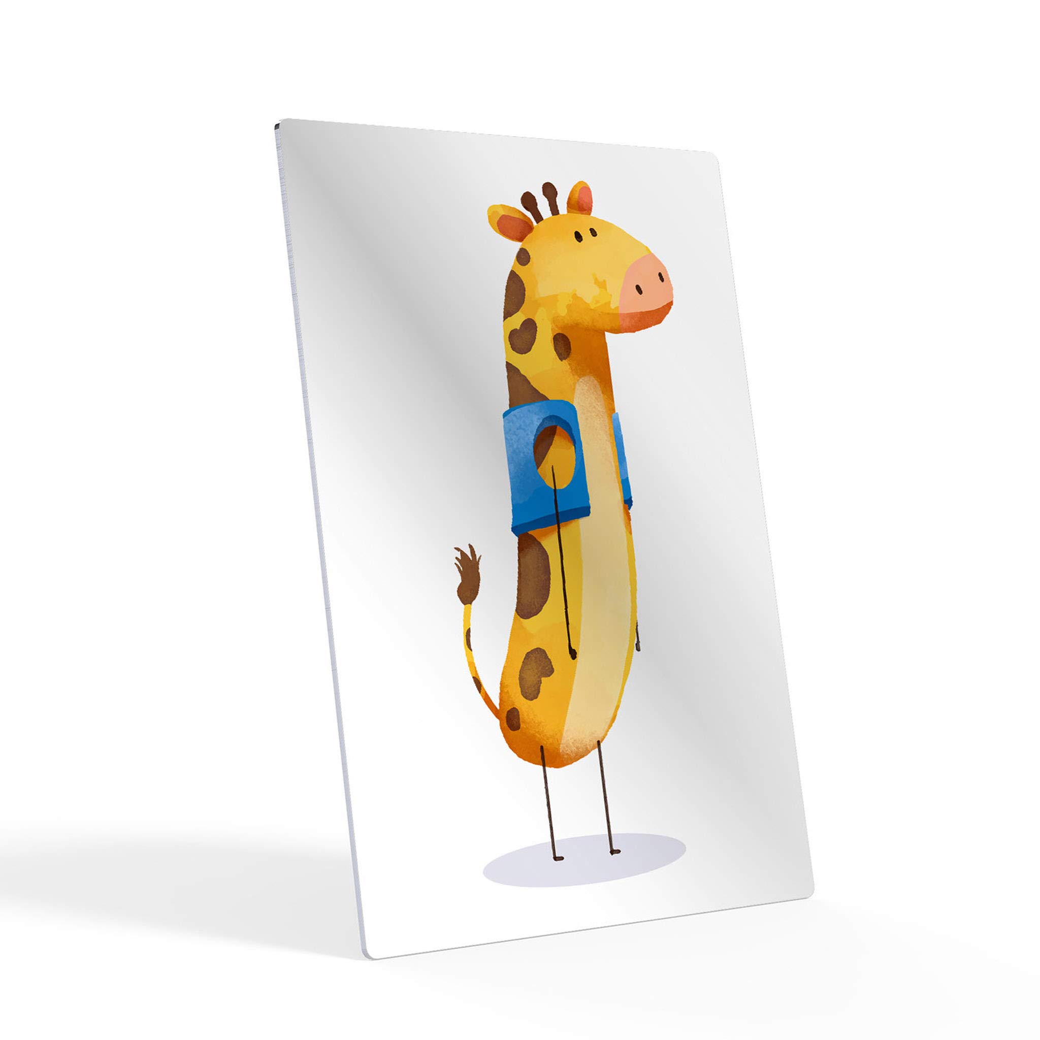 Handmade Giraffe Metal Wall Art for Nursery - 40x30 Inch White Background Animal Print - Ready to Hang Baby Room Decor for Girls & Boys - Perfect for Kids Bedroom, Playroom or Daycare Center - Made in USA