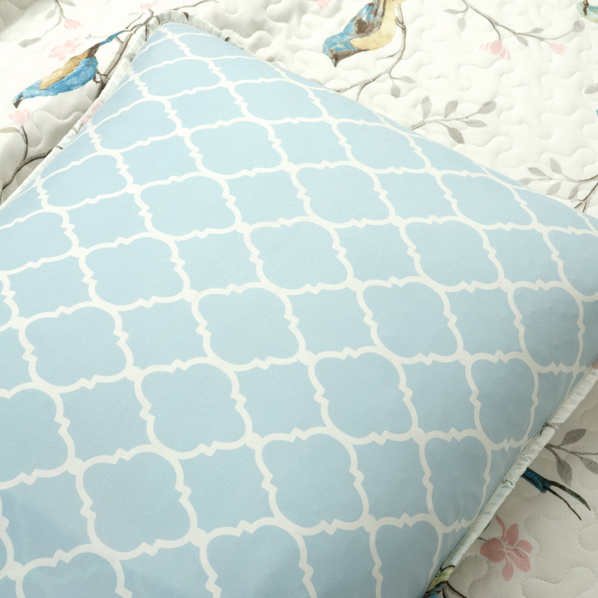 Botanical Bird & Flower Quilt 3-Piece Bedding Set - Soft Floral Duvet Cover with Pillow Shams for Cozy Bedroom Decor