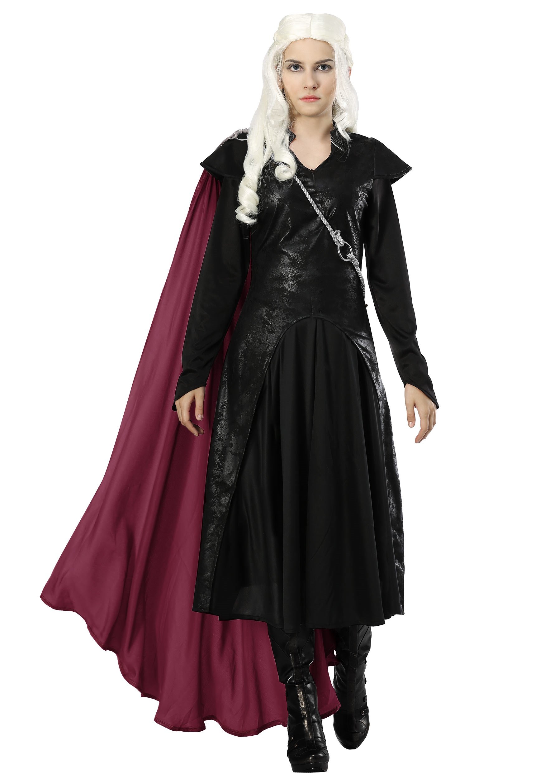 Plus Size Dragon Queen Halloween Costume - Fantasy Black Dress with Front Zipper & One-Shoulder Cape | Cosplay, LARP, Fantasy Parties & Halloween Events