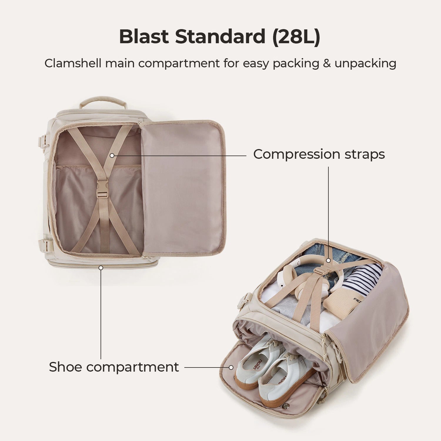 Blast Travel Backpack - Lightweight Waterproof Carry-On Backpack for Men & Women - Perfect for Airplane, Hiking, Camping & Daily Commute