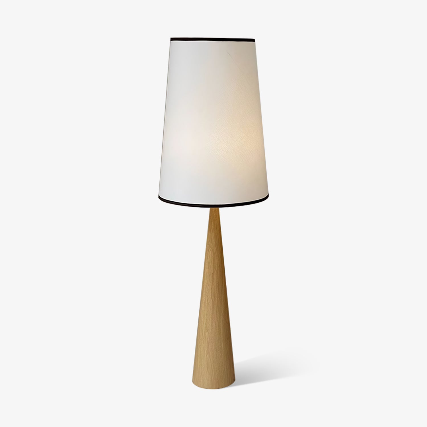 Modern Faux Wood Conical Floor Lamp - Adjustable Height Standing Light for Living Room, Bedroom & Office - Warm White LED Lighting for Cozy Ambience