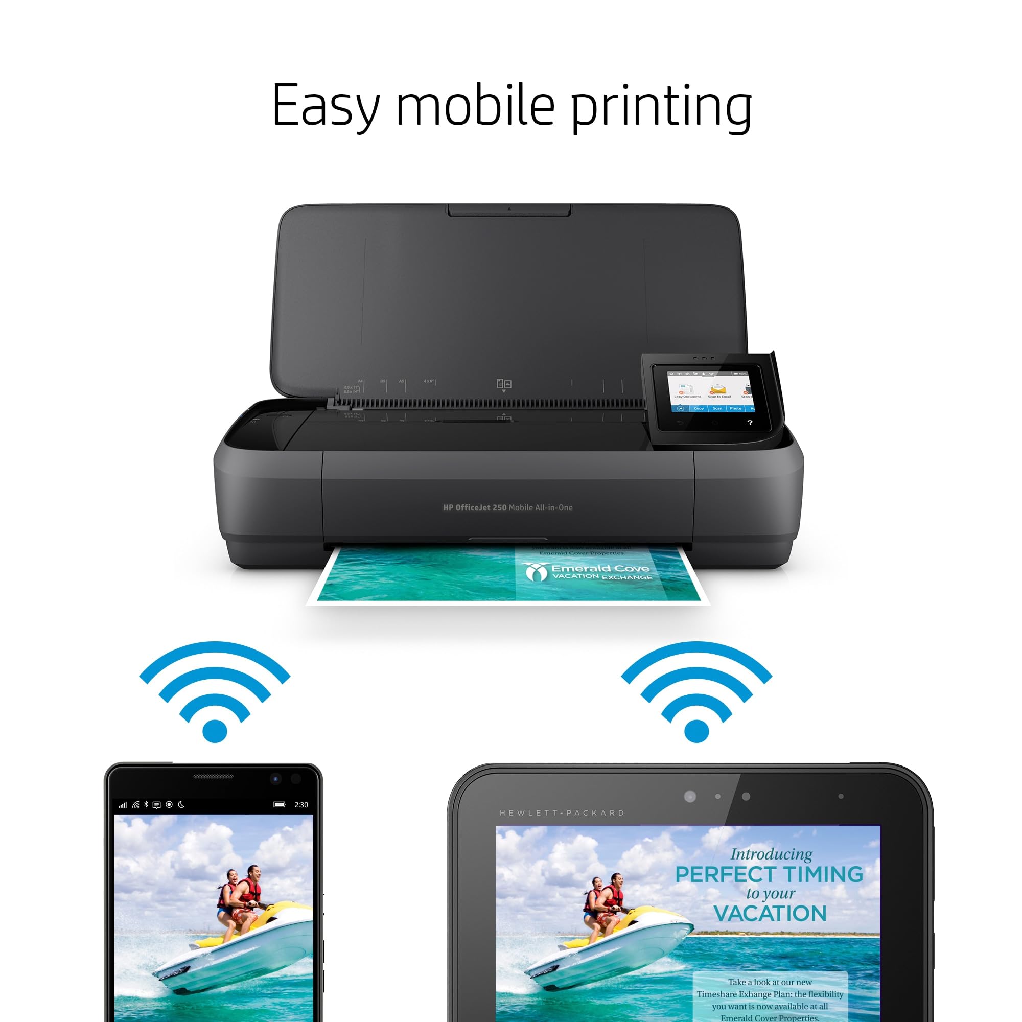 HP Officejet 250 Mobile All-in-One Printer - Wireless, Scanner, Copier with WLAN, HP ePrint, WiFi Direct, USB - 4800 x 1200 dpi High Resolution - Compact for Home Office & Business Travel - Black