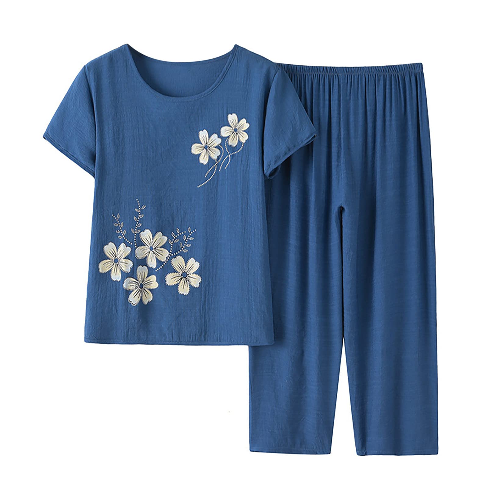 Women's 2-Piece Linen Lounge Set - Oversized Cotton Pants & Top Comfy Travel Outfit | Breathable Wide Leg Pajama Set for Home, Vacation & Yoga | Casual Summer Matching Outfits for Women