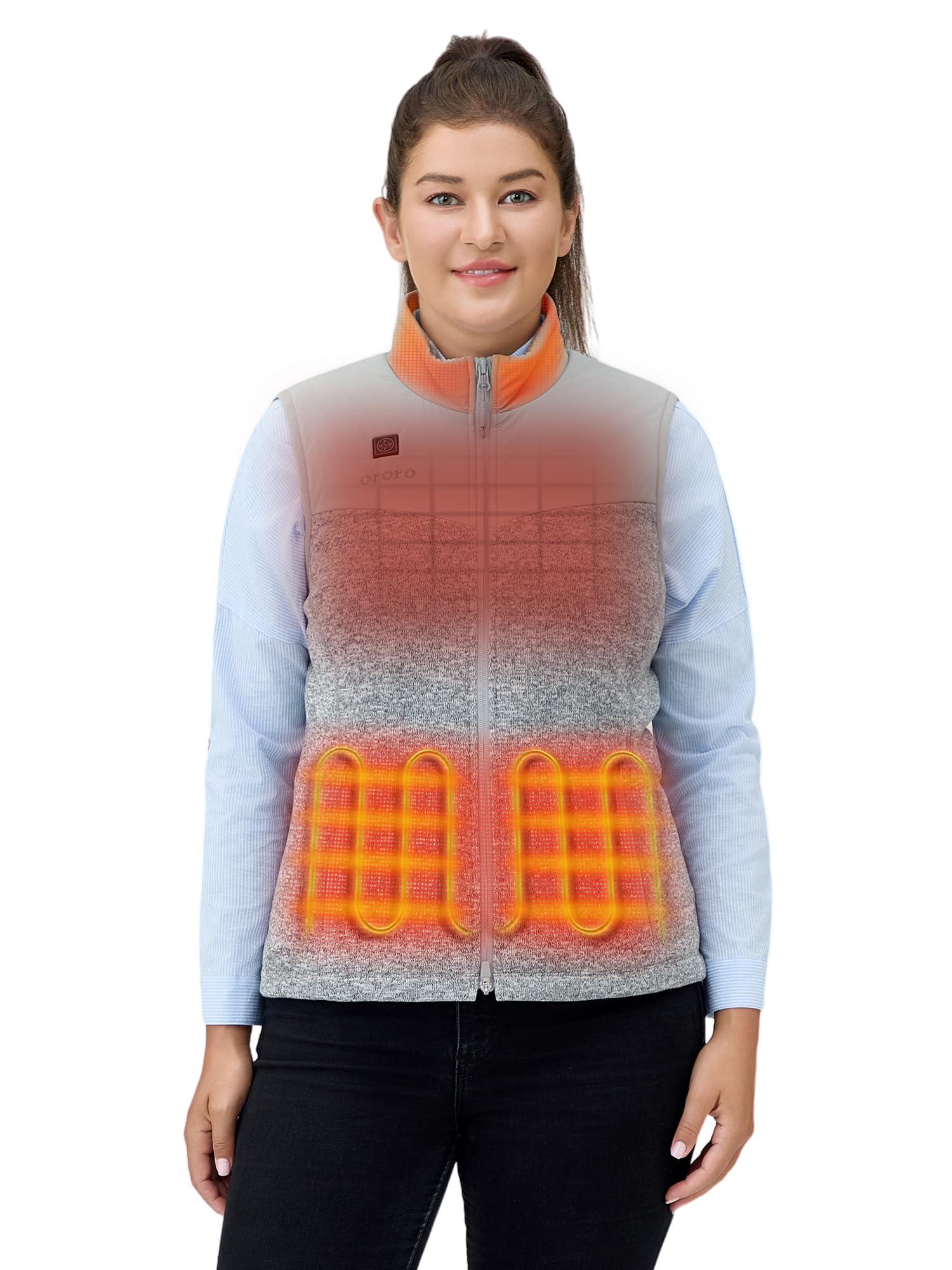 ORORO Women's Lightweight Heated Fleece Vest with 4 Adjustable Heat Zones - Rechargeable Battery-Powered Winter Vest for Outdoor Activities (Charger Not Included) | Perfect for Hiking, Skiing & Cold Weather Commutes