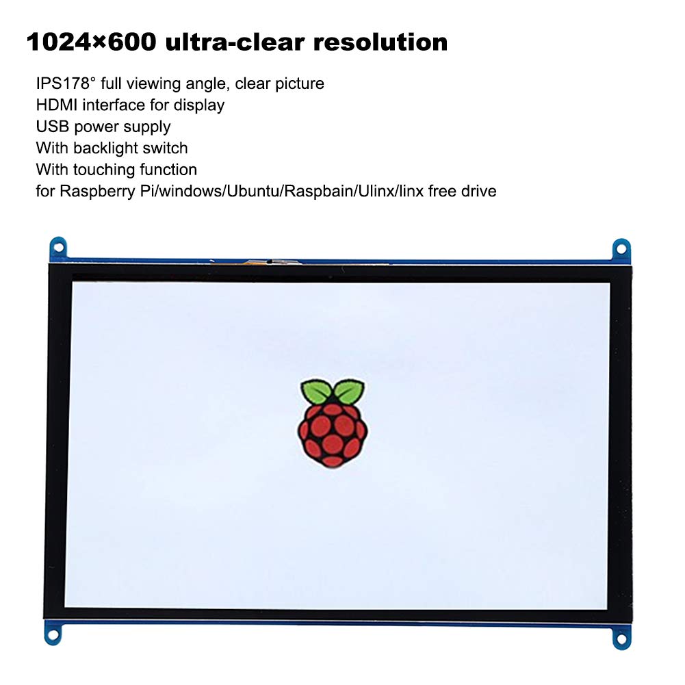 10 Inch FastUU Touchscreen LCD Monitor - HD 1024x600 Resolution, Wide Viewing Angle, HDMI & USB Ports - Computer Screen Replacement, Raspberry PI Compatible - Perfect for DIY Projects, Digital Signage & Smart Home Displays