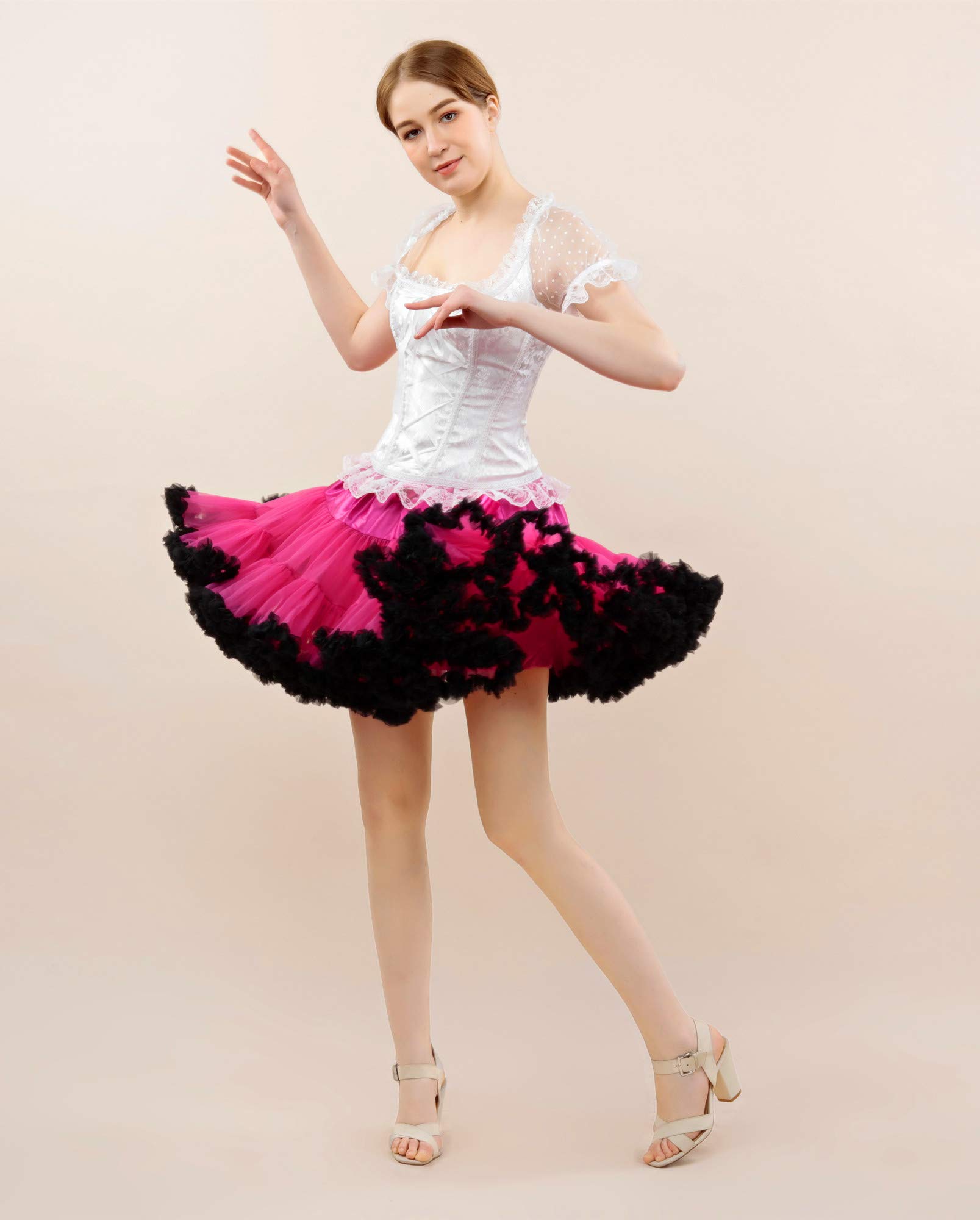 FOLOBE Women's Tutu Skirt - Fluffy Layered Petticoat Mini Skirt for Adults | Ballet, Dance, Party & Cosplay Costume