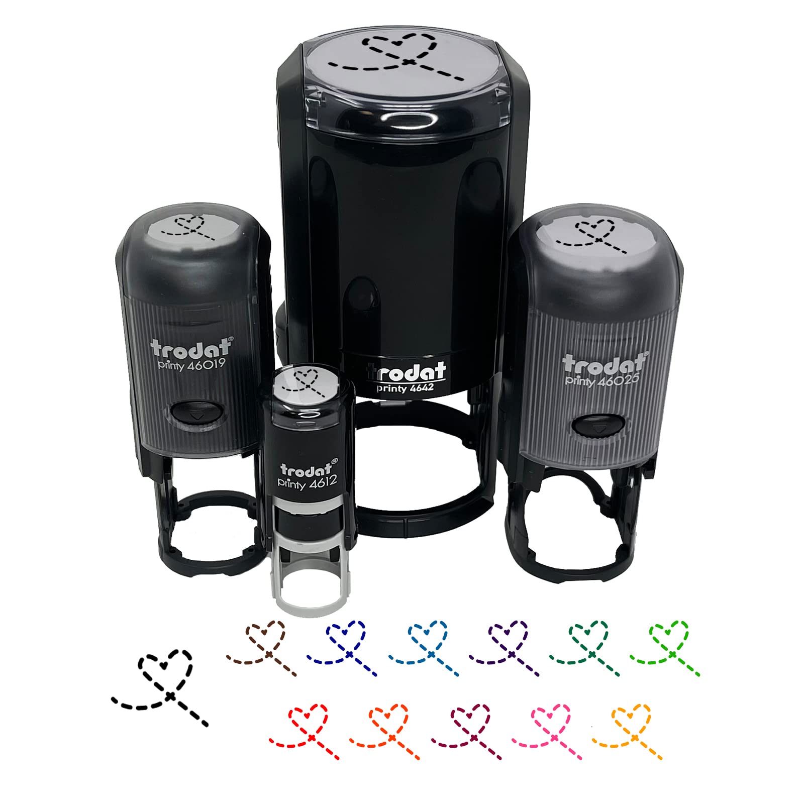 Self-Inking Rubber Stamp with Dashed Heart Design - 1 Inch Medium Size - Red Ink for Crafting, Scrapbooking, Planner Decoration & DIY Projects - Perfect for Journals, Cards, Gift Wrapping & Stationery