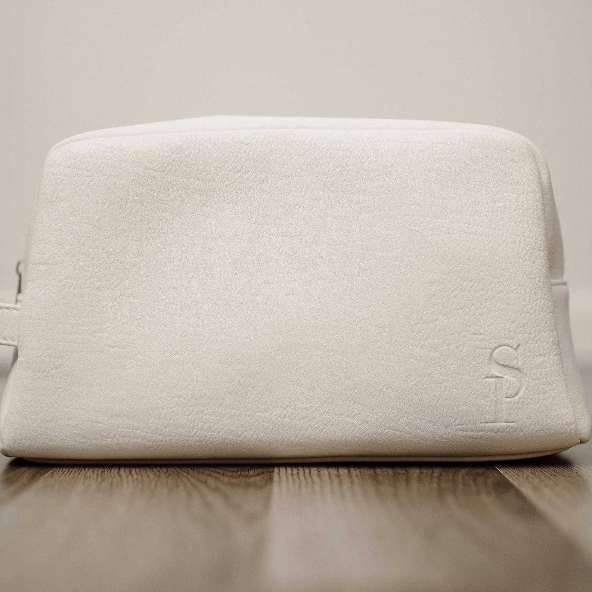 Premium White Leather Toiletry Bag for Men & Women - Waterproof Travel Cosmetic Organizer - Perfect for Gym, Vacation & Business Trips
