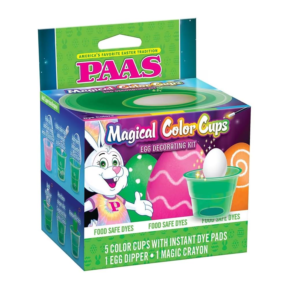 PAAS Magical Color Cups Egg Decorating Kit - Vibrant Easter Egg Dye Set for Kids & Adults - Perfect for Easter Crafts, Family Activities & Holiday Decorations