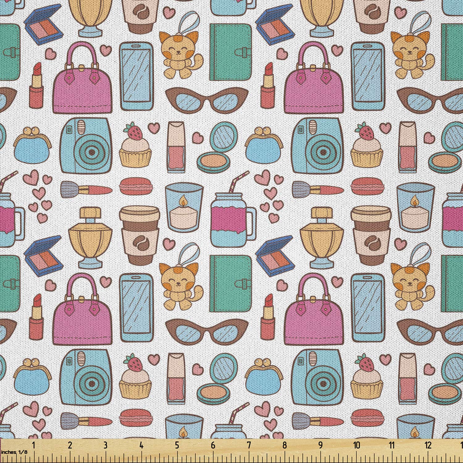 Lunarable Nursery Fabric by The Yard - Retro Fashion Microfiber Fabric for Arts, Crafts & Home Decor (10 Yards, Aqua Magenta) - Perfect for DIY Projects, Baby Blankets, Curtains & Fashion Accessories