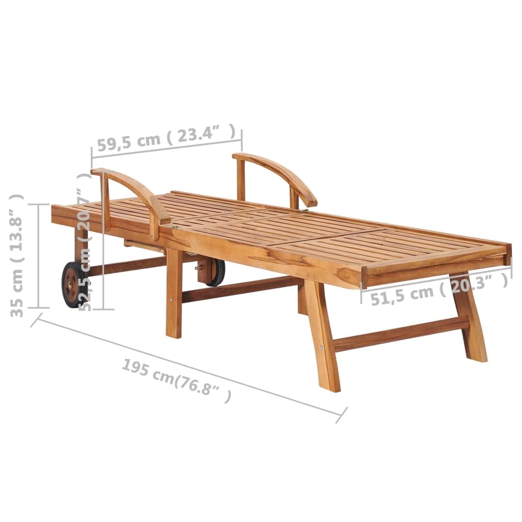 vidaXL Solid Acacia Wood Sun Lounger with Gray Cushion - Outdoor Chaise Lounge, Wooden Sunbed, Daybed for Patio, Poolside & Garden Relaxation