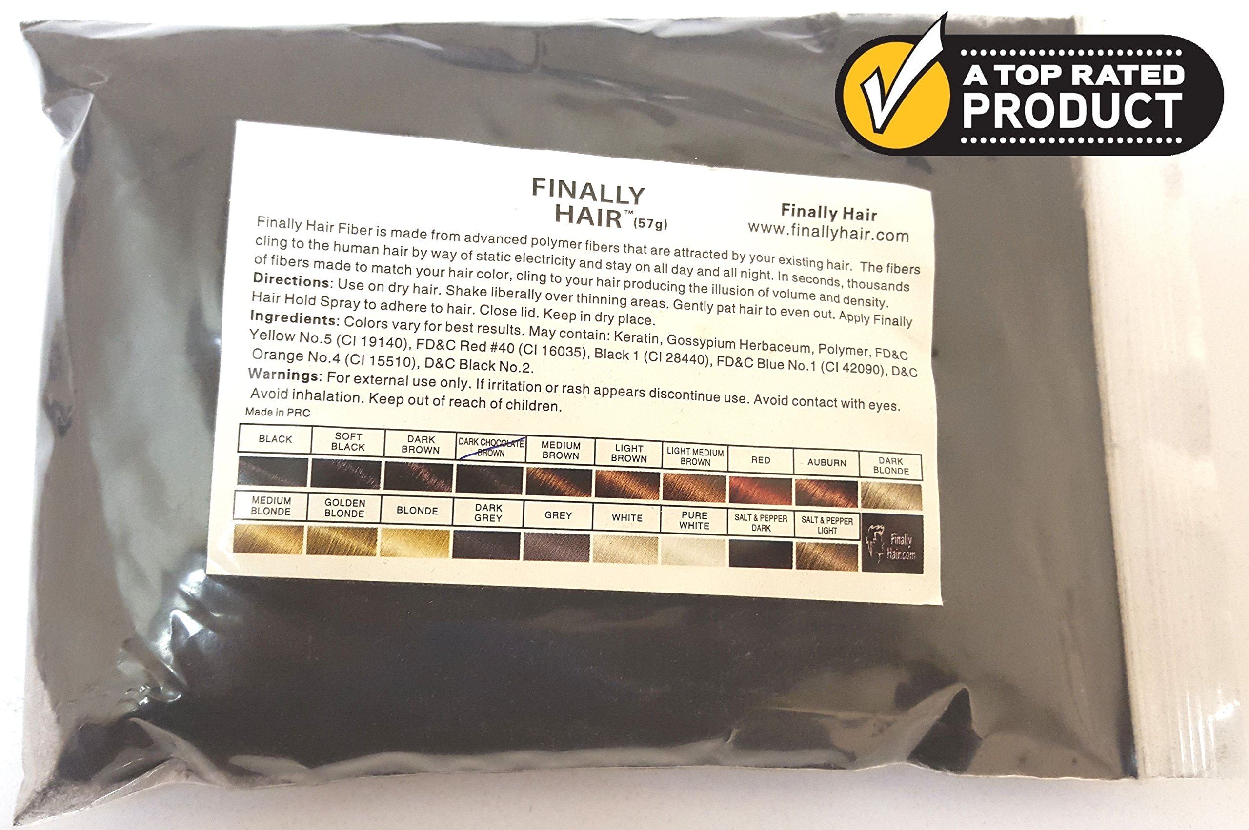 Finally Hair Fiber Refill - 8.82oz (250g) Dark Chocolate Brown Hair Loss Concealer for Thinning Hair - Natural Looking Coverage for Men & Women - Perfect for Daily Use, Work, and Social Events