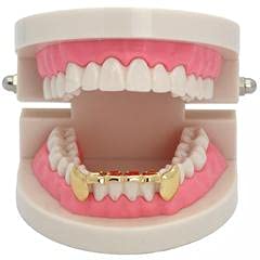 14K Gold Plated Hip Hop Grillz - Lower Bottom Fangs Teeth with Custom Mold Kit | Perfect for Rappers, Performers & Hip Hop Fashion Enthusiasts