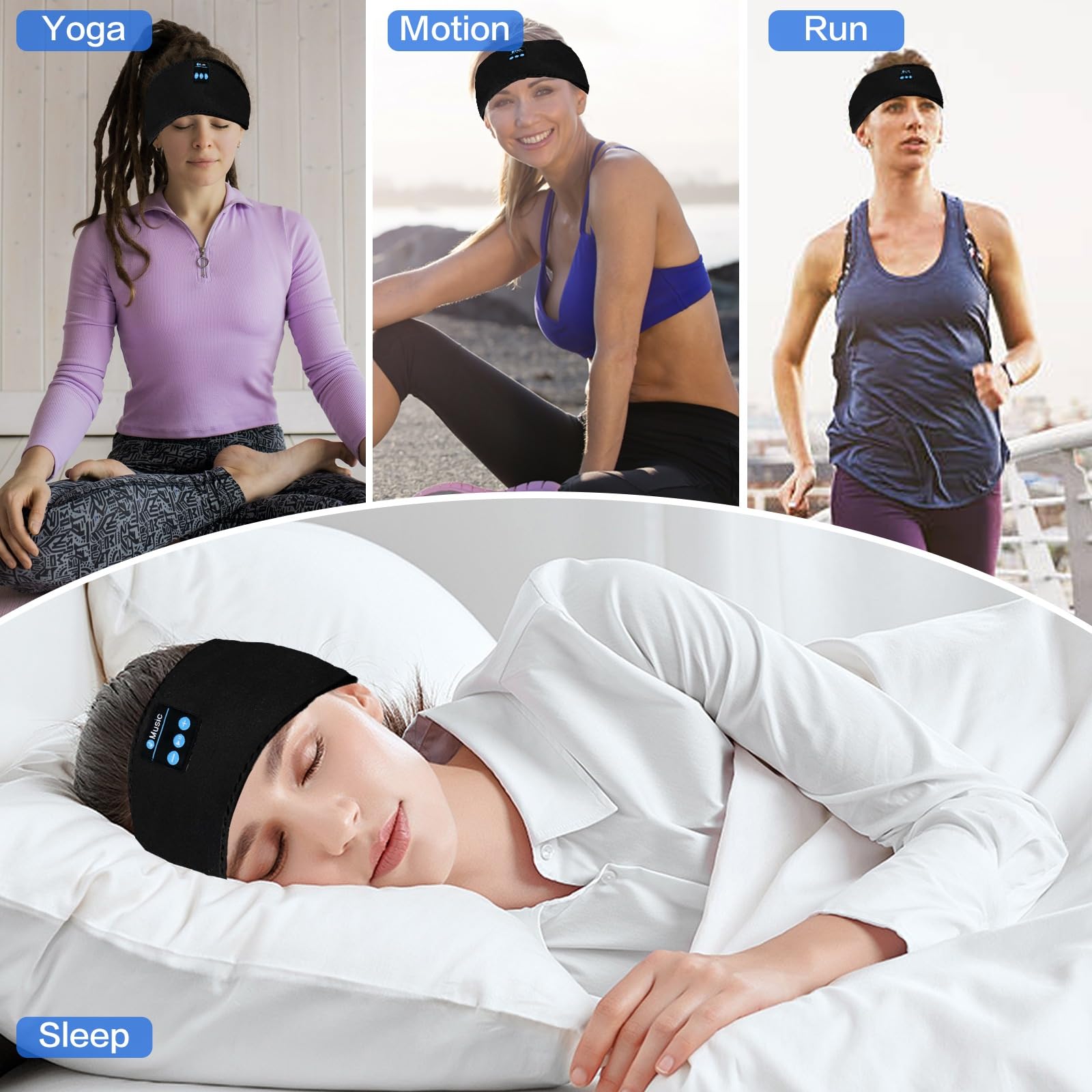 Bluetooth Sleep Headphones Wireless Sports Headband - Ultra-Thin HD Stereo Speakers with Bluetooth 5.2 for Sleeping, Workout, Jogging, Yoga, Meditation | Perfect for Night Use, Travel & Relaxation