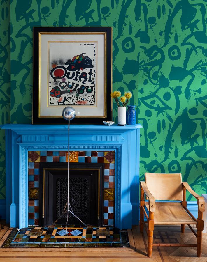 Chris Benz 'El Quijote' Emerald Blue Wallpaper - Premium Peel & Stick Wall Mural for Living Room, Bedroom, and Office Decor