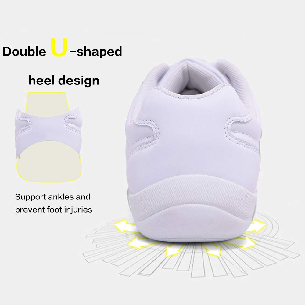 Women's White Cheerleading Shoes - Athletic Dance Sneakers for Girls, Comfortable Walking & Tennis Flats | Perfect for Cheer Practice, Dance Classes & Casual Wear