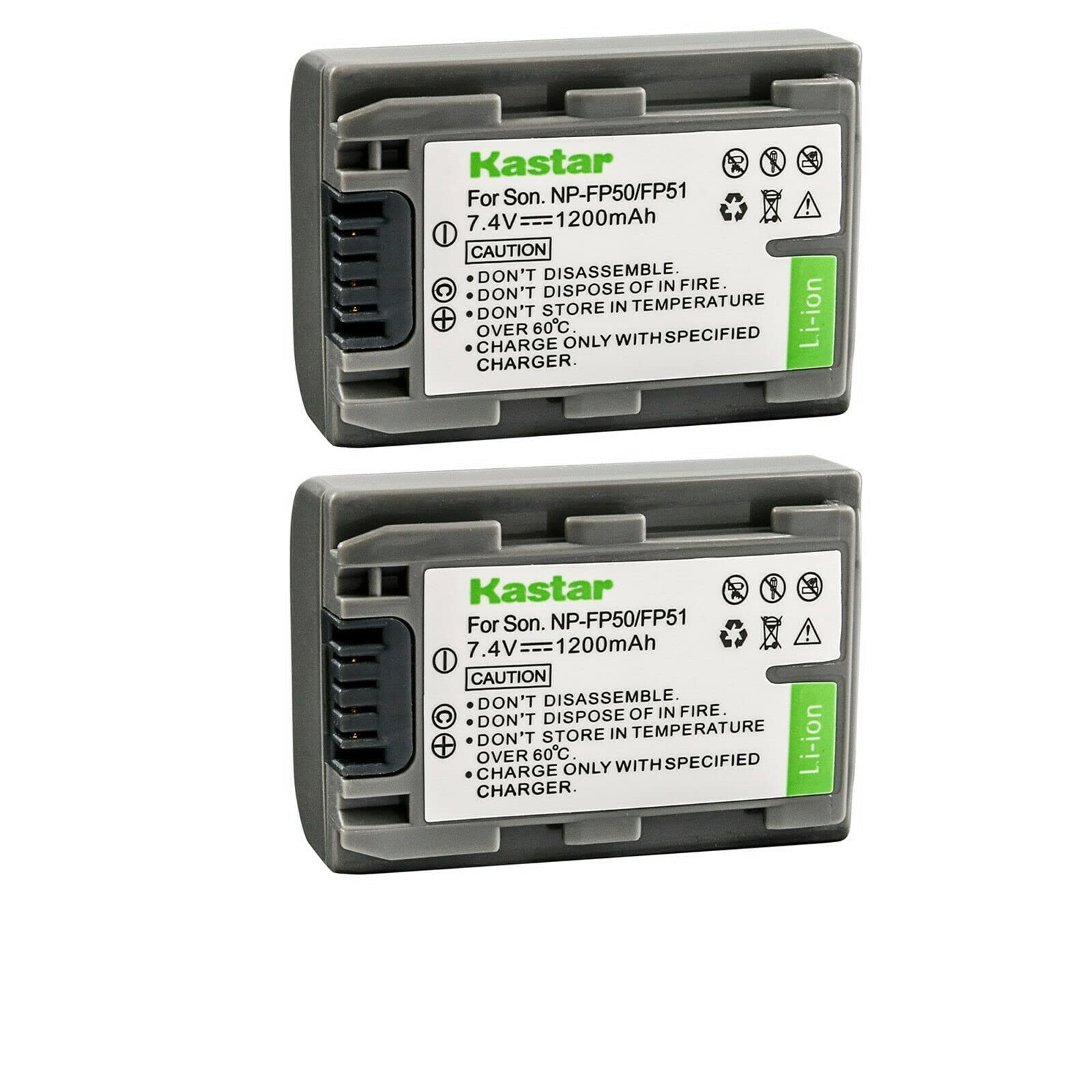 Kastar 2-Pack NP-FP50 NP-FP51 Replacement Battery for Sony DCR-HC Series Camcorders - Compatible with HC21, HC22, HC23, HC24, HC26, HC28, HC30, HC32, HC33, HC35, HC36, HC39 - Perfect for Travel, Vlogging & Home Video Recording