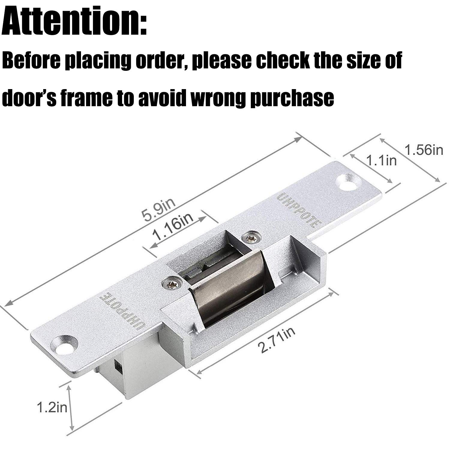 UHPPOTE Electric Strike Fail Secure NO Mode Lock - Access Control Device for Wood & Metal Doors | Ideal for Office, Home & Commercial Security Systems