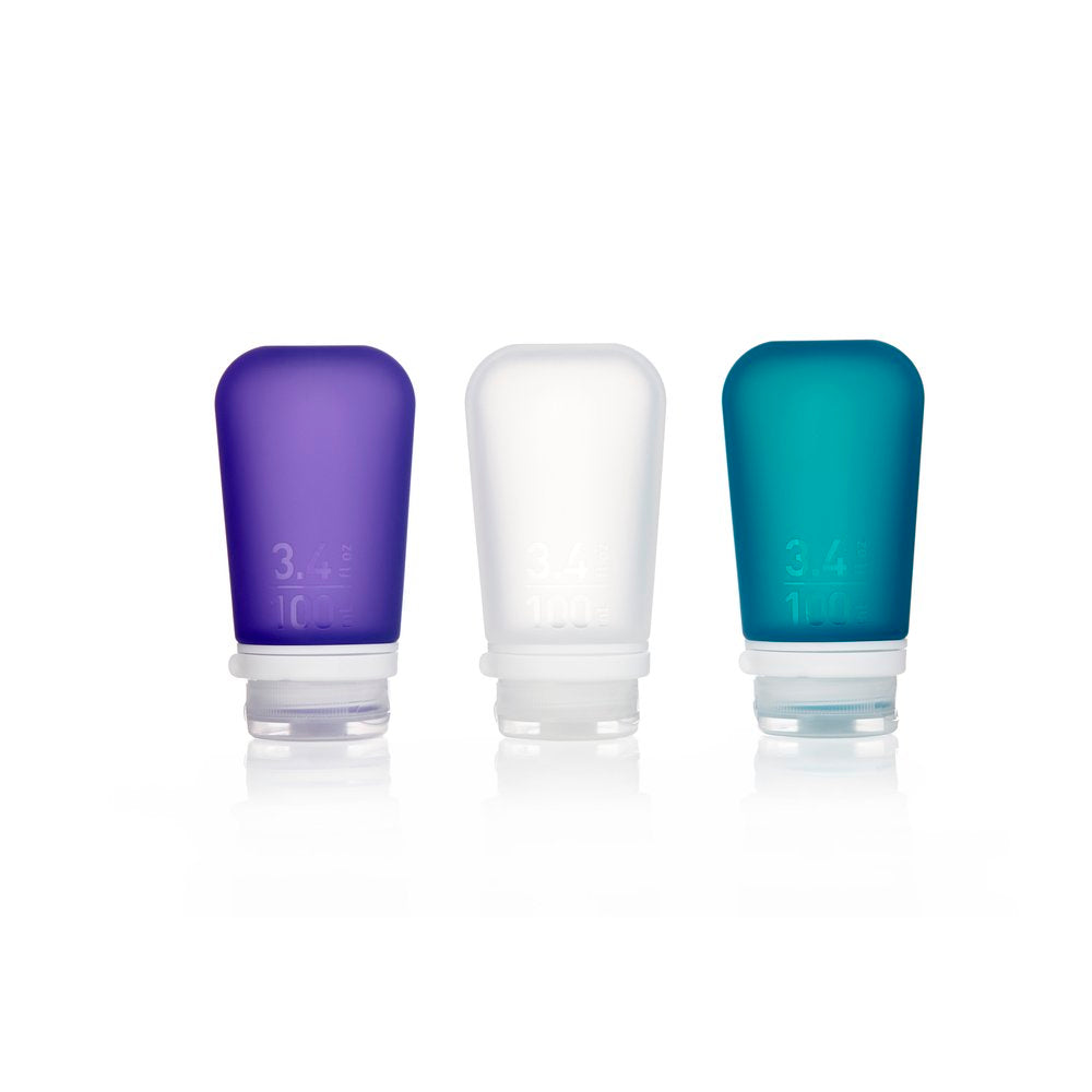 Humangear Go Toob+ 3.4oz / 100mL Leak-Proof Travel Bottles (3-Pack) - Perfect for Toiletries, Cosmetics & Liquids on Airplane Trips, Camping & Gym
