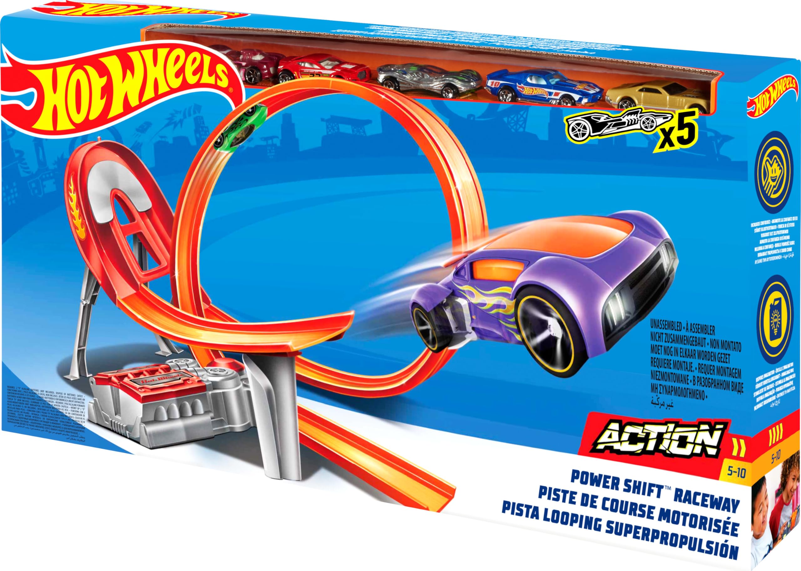 Hot Wheels Power Shift Raceway FCF18 - High-Speed Electric Toy Car Track Set for Kids - Perfect for Indoor Racing, Birthday Gifts & Family Game Nights