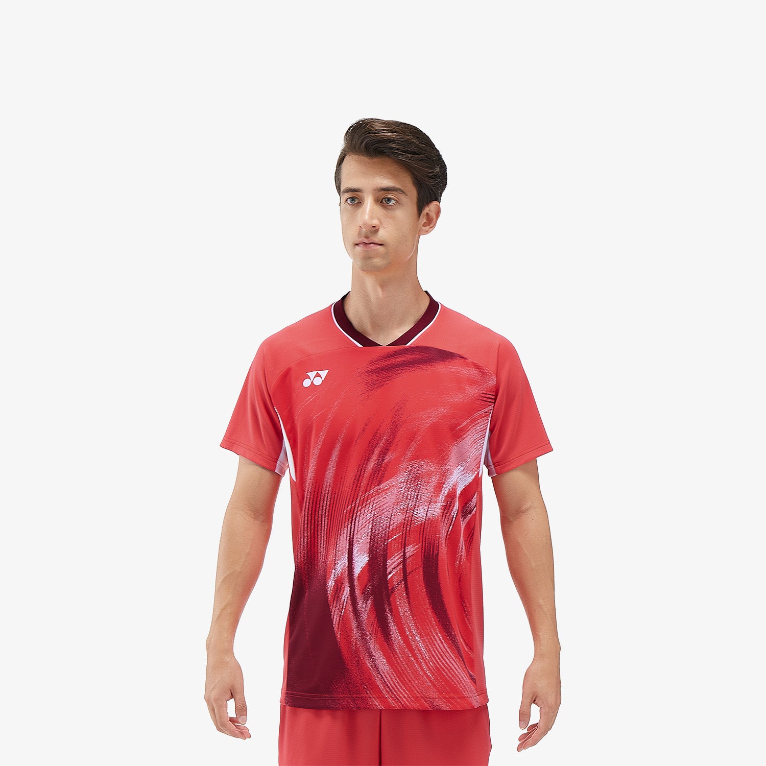 Yonex Men's Tournament Crew Neck Tennis Shirt 10568PR - Pearl Red - Moisture Wicking & Breathable for Competitive Play & Training