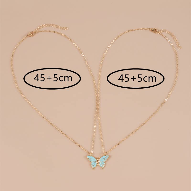 4-Piece Best Friend Necklace Set with Card - Cute Butterfly Matching Necklaces for Women - Long Distance Friendship Gifts - Birthday Present for Her - Perfect for Anniversaries, Valentine's Day & Sister Gifts