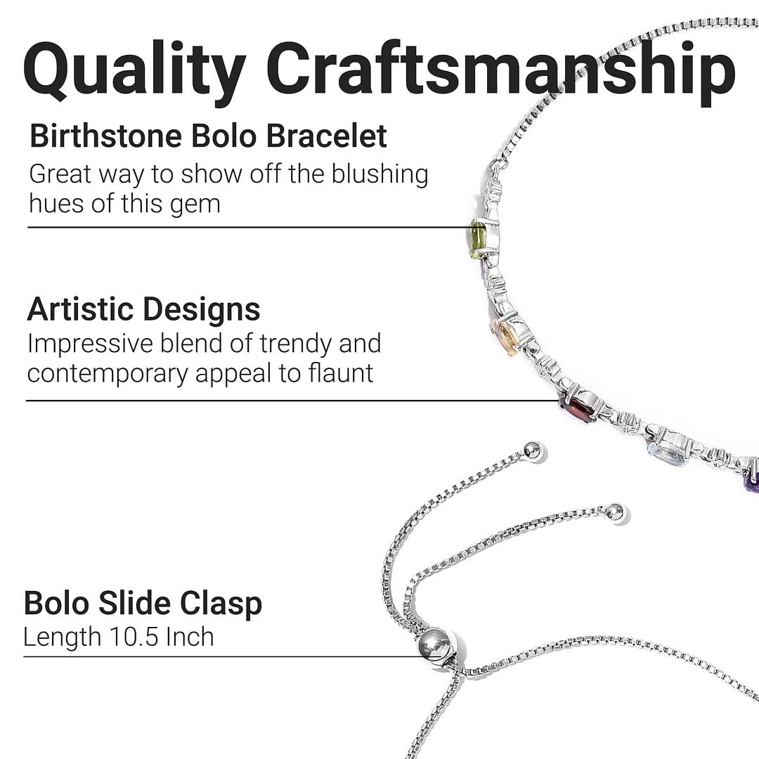 Birthstone Bracelets for Women - Adjustable Charm Bolo Bracelet with Gemstones | Perfect for Engagement, Anniversary, Wedding Promise & Birthday Gifts | Ideal for Everyday Wear, Special Occasions & Thoughtful Present Giving