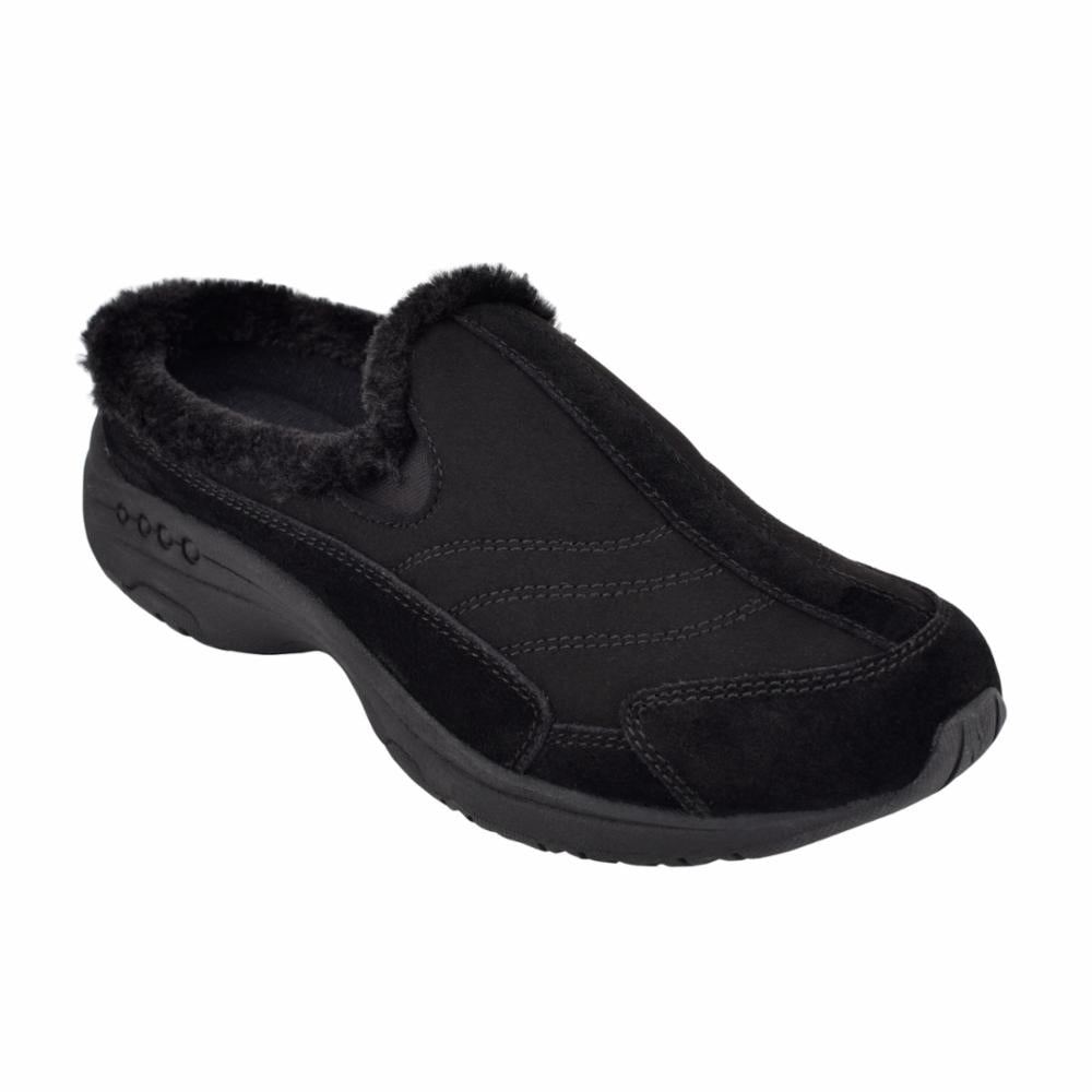 Easy Spirit Women's Travelfuzz Black Slip-On Loafers - Comfortable Casual Shoes for Travel, Work & Everyday Wear