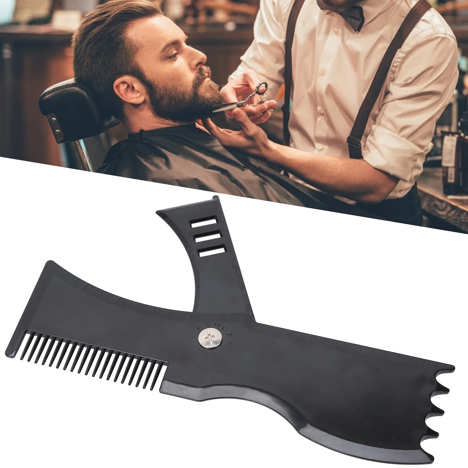 Professional Beard Shaping Tool for Men - Rotatable Beard Line Guide Template for Precise Styling, Edging & Grooming (Jaw, Cheek & Neck Line) | Perfect for Home Barbering & Salon Use